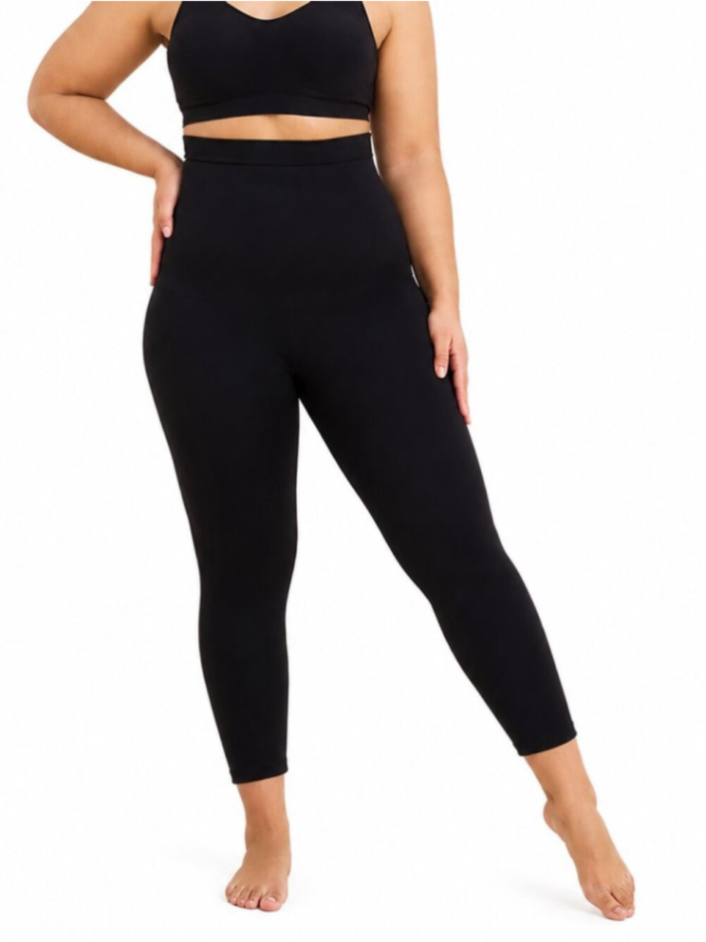 SHAPERMINT Essentials High-Waisted Shaping 7/8 Leggings Black Medium Seamless